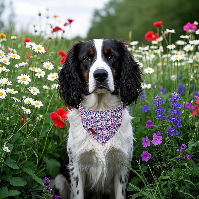 Lionet Paws Spring Summer Dog Bandana Washable Cotton Blue Handkerchief Scarf - Image 2