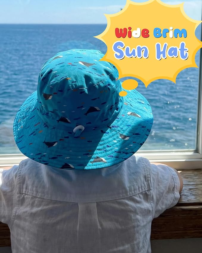 Baby Sun Hat Kids Summer Sun Protection Toddler Bucket Hat Wide Brim Adjustable - Image 3