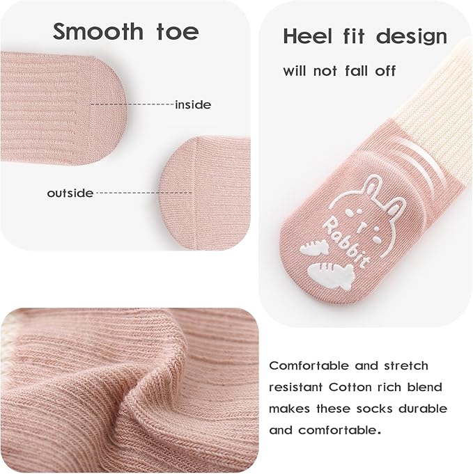 Zumou Toddler Knee High Socks Non Slip Anti Skid Baby Boy Girls Seamless Long Stockings