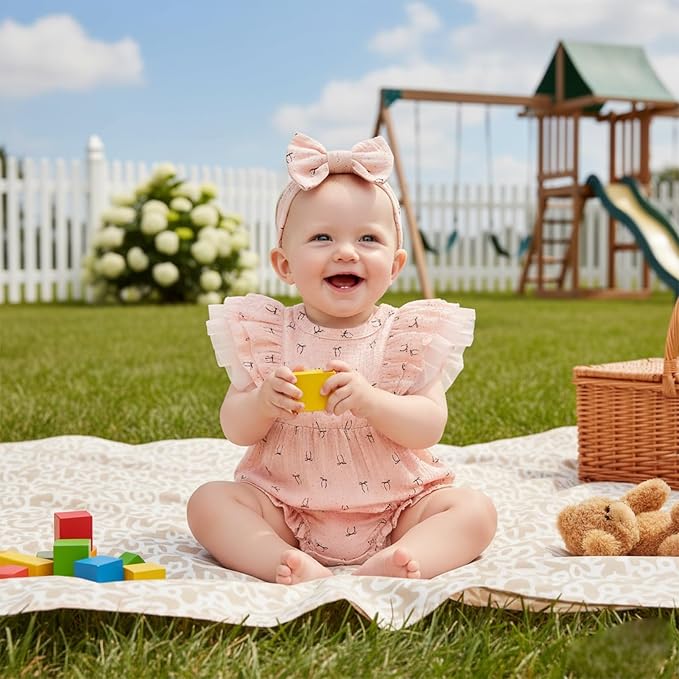 TITKKOP Ruffle Bubble Romper for Baby Girl | One-Piece Shorts Jumpsuit | Summer - Image 2