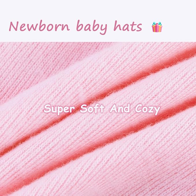 Newborn Baby Girl Hats and Mittens Set, Hospital Hat, Bow Beanie Infant Gift - Image 7