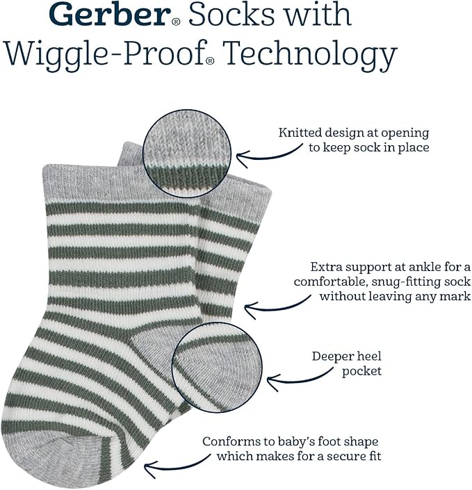 Gerber baby-boys 8-pack Wiggle-proof Jersey Crew Socks - Image 4