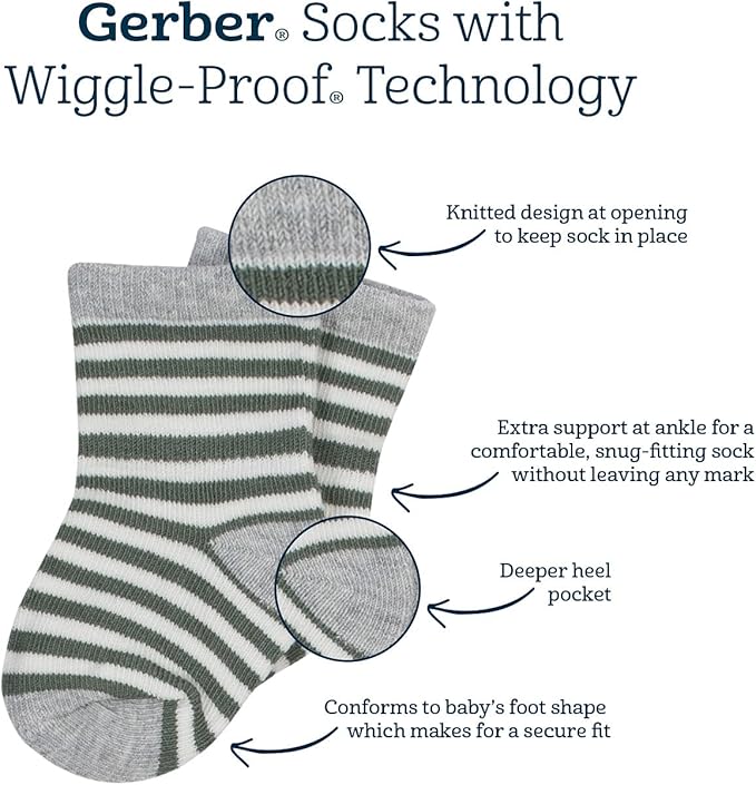 Gerber baby-boys 8-pack Wiggle-proof Jersey Crew Socks - Image 4