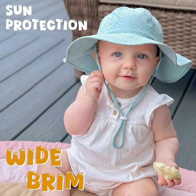 HONGTEYA Baby Sun Hat Wide Brim Adjustable Toddler Beach Bucket Hat | Soft - Image 3