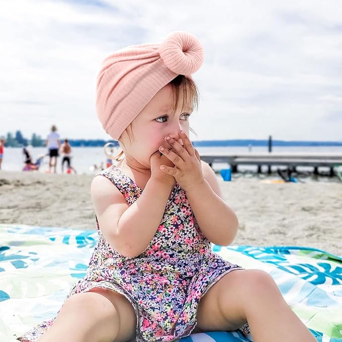 DRESHOW BQUBO 5 Pieces Newborn Baby Turban Hats Bow Baby Infant Beanie - Image 4