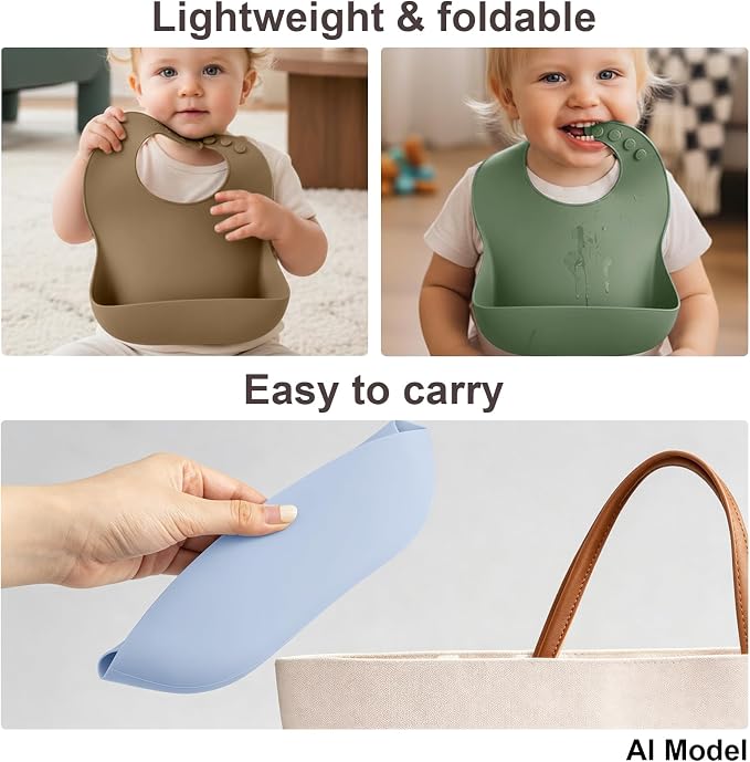 Set of 3 Silicone Bibs for Babies Toddler, Soft Adjustable Bibs for Baby Girl - Image 10