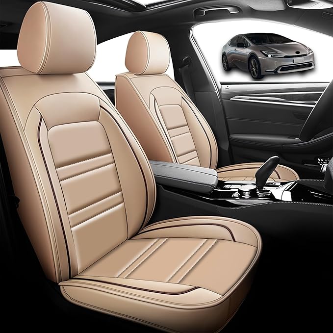 Seat Cover for Toyota Prius 2001-2025 | Car Seat Covers Front Seats, Waterproof Seat Protectors, Automotive Front Seat Covers (Front Seat, Beige)
