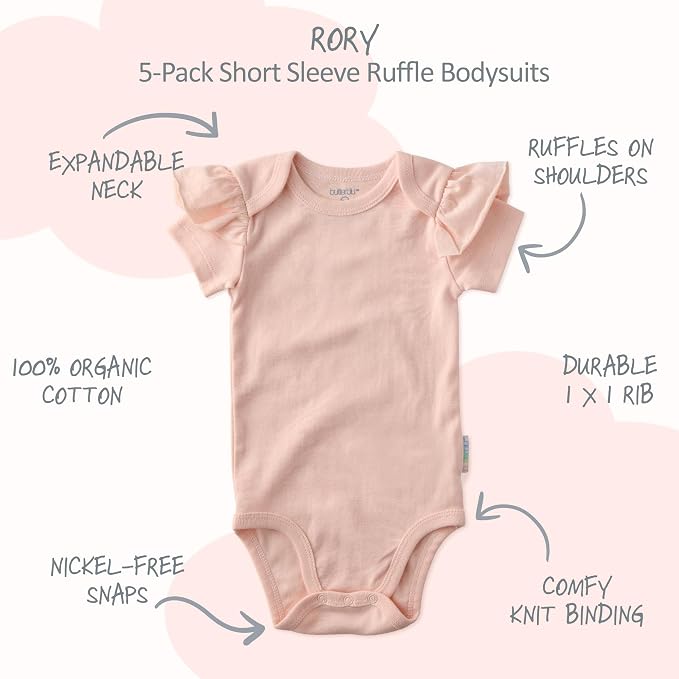 Butterblu Rory 10-Pack Short Sleeve Ruffle Bodysuits 100% Cotton | GOTS - Image 2