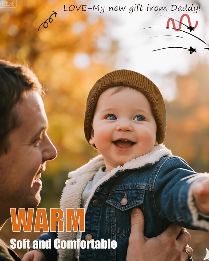 ROYBENS 100% Cotton Baby Beanie Cute Toddler Winter Hat Knit Caps Ages 0-8 | - Image 4