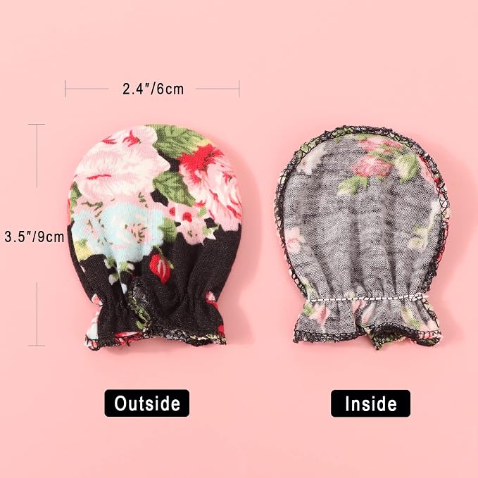 BQUBO Newborn Infant Toddler Mittens No Scratch Cotton Elastic Wrist Gloves - Image 3