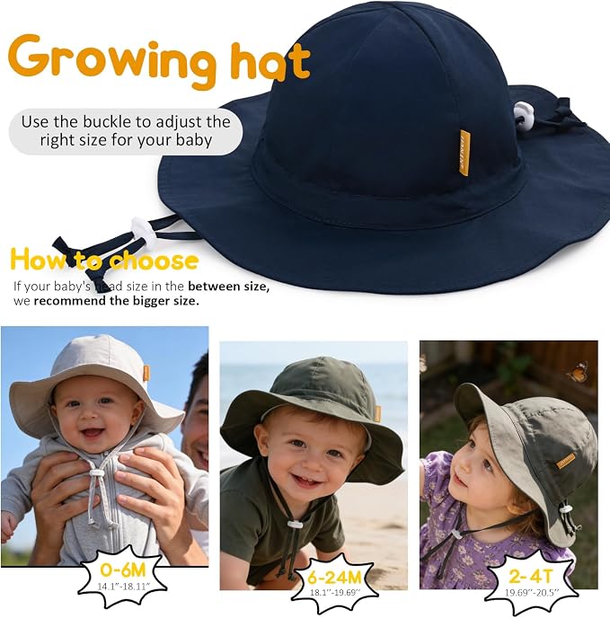 Baby Girl Sun Hat with UPF 50+ Outdoor Adjustable Toddler Beach Hat with Wide - Image 6