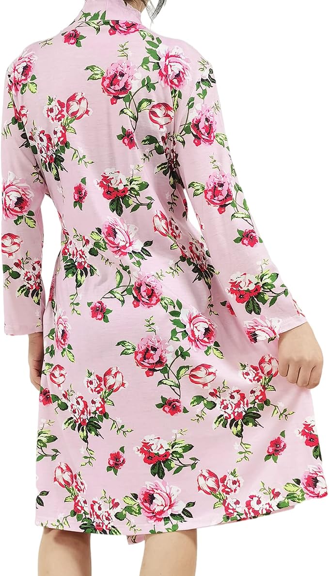 SUFEINI Maternity Robe and Matching Baby Swaddle Blanket Set, Mommy Robe - Image 6