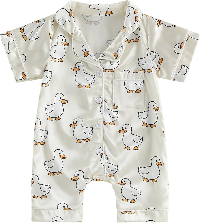 Kuriozud Baby Girl Boy Romper Pajamas Onesie Short Sleeve Button Down Pjs by Kuriozud