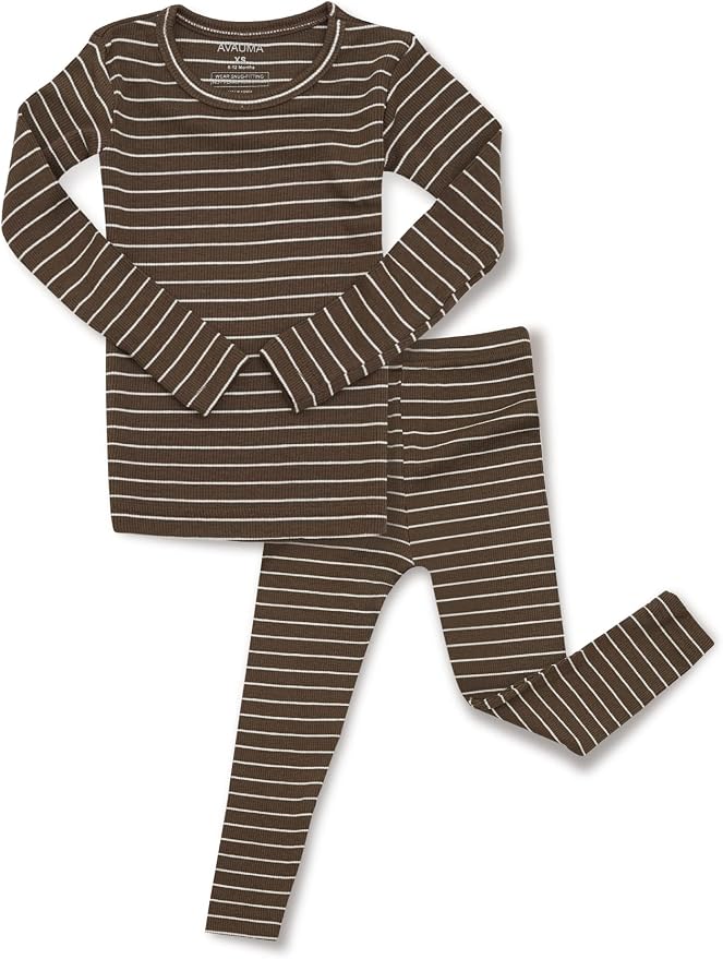 AVAUMA Stripe Pattern Baby Boys Girls Pajama Set Kids Toddler Snug fit Ribbed by AVAUMA