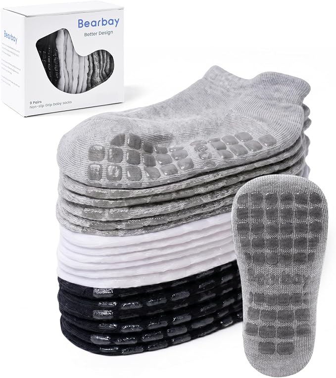 Non-slip Toddler Ankle Cotton Grip Socks Unisex 6M-5T by Bearbay