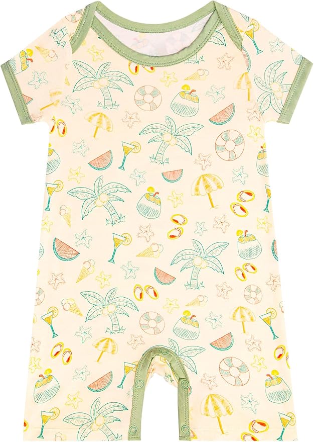 GUISBY Baby Rayon Romper Pajamas, 0-24M | Silky Soft Feel，Snap Closure，Footless by GUISBY