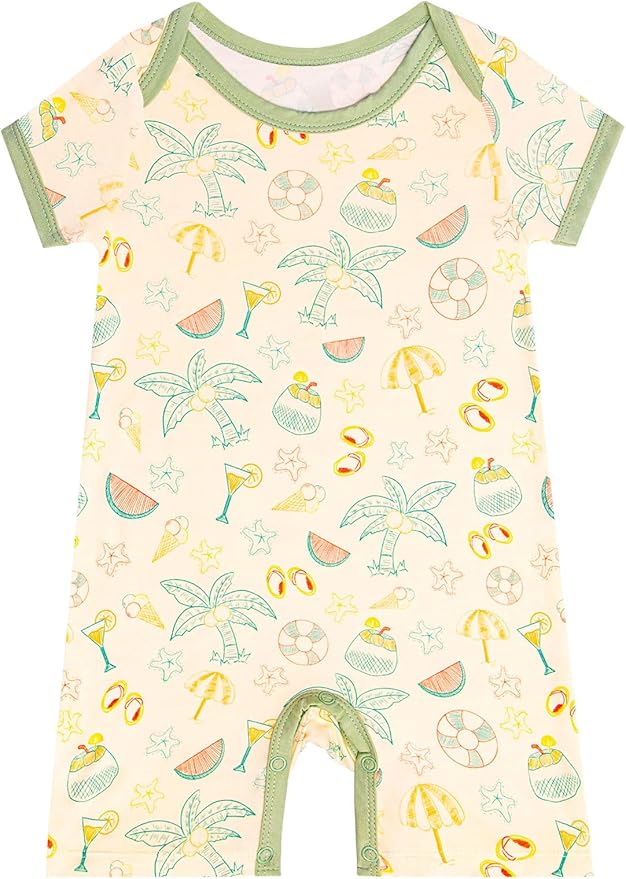 GUISBY Baby Rayon Romper Pajamas, 0-24M | Silky Soft Feel，Snap Closure，Footless by GUISBY