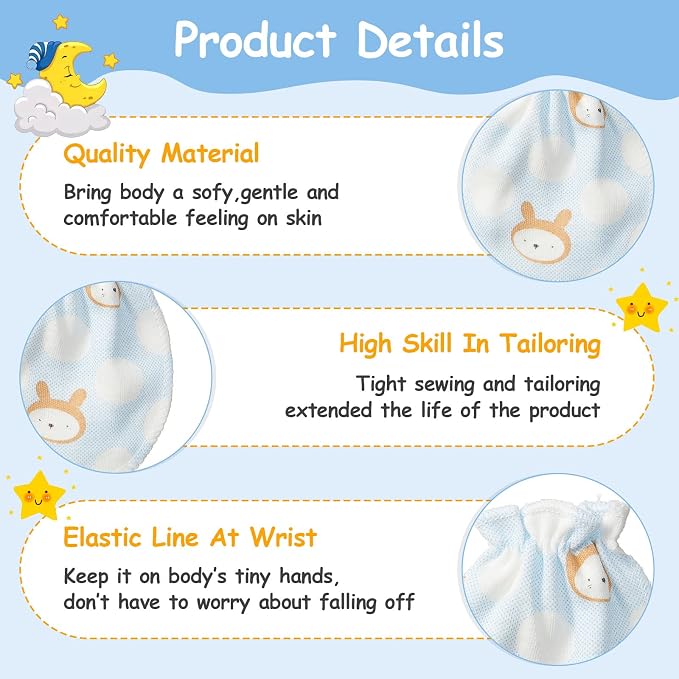Geyoga 40 Pairs Baby Mittens Newborn Baby Gloves 0-6 Months No Scratch | Baby - Image 3