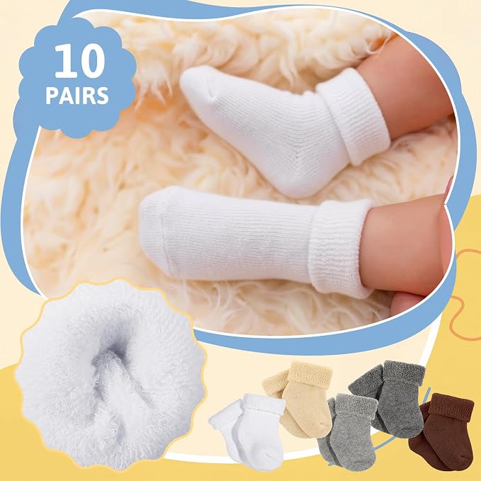 Twistover 10 Pairs Preemie Cotton Turn Cuff Socks - Image 3