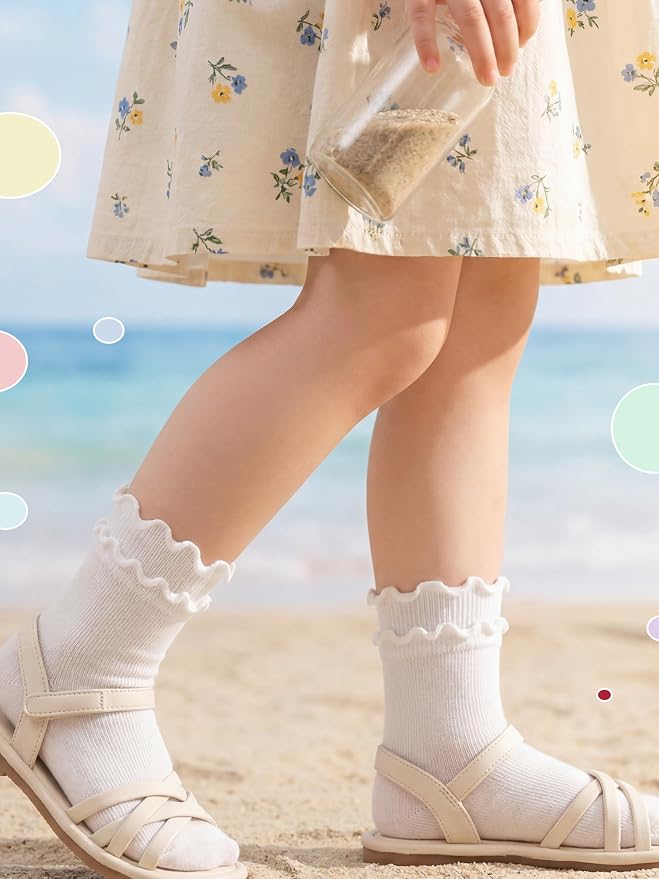 Baby Toddler Girls Socks Grip Ruffle Non Slip Kids Cotton 12 Pack Socks | - Image 2