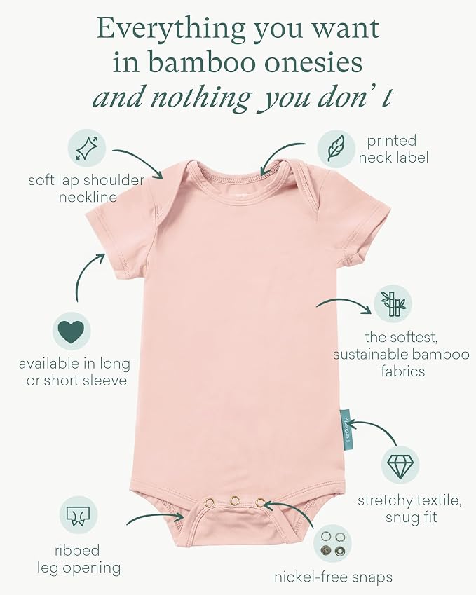 PurComfy Bamboo Viscose Short Sleeve Bodysuit Baby, Unisex Baby | Ideal - Image 2