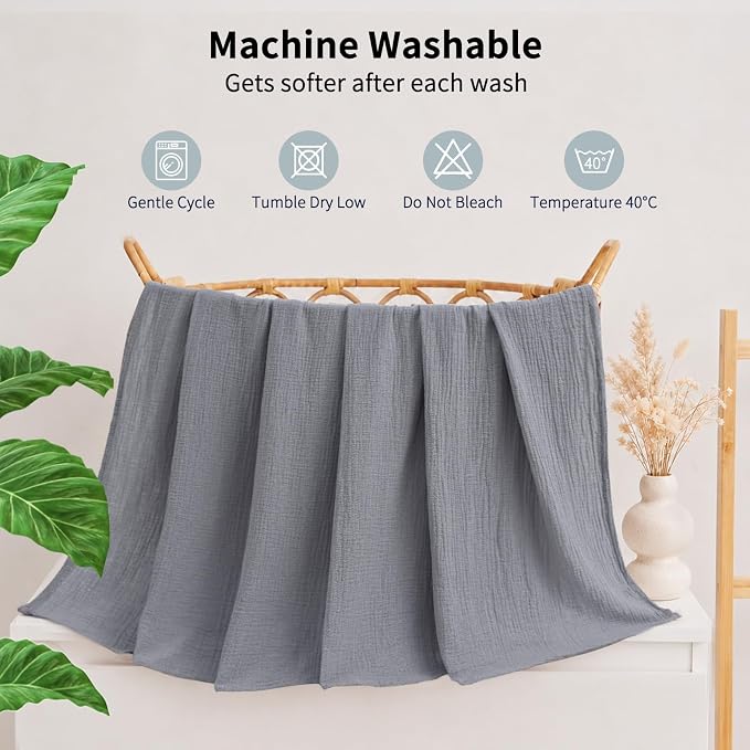 NESTALLY Cocoon Muslin Swaddle Blankets 4 Pack, Soft Breathable Large 47"x47" - Image 9