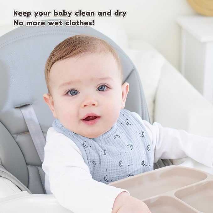 Susurration Muslin Baby Drool Bibs 6Pack Soft Square Adjustable Baby Bandana - Image 2