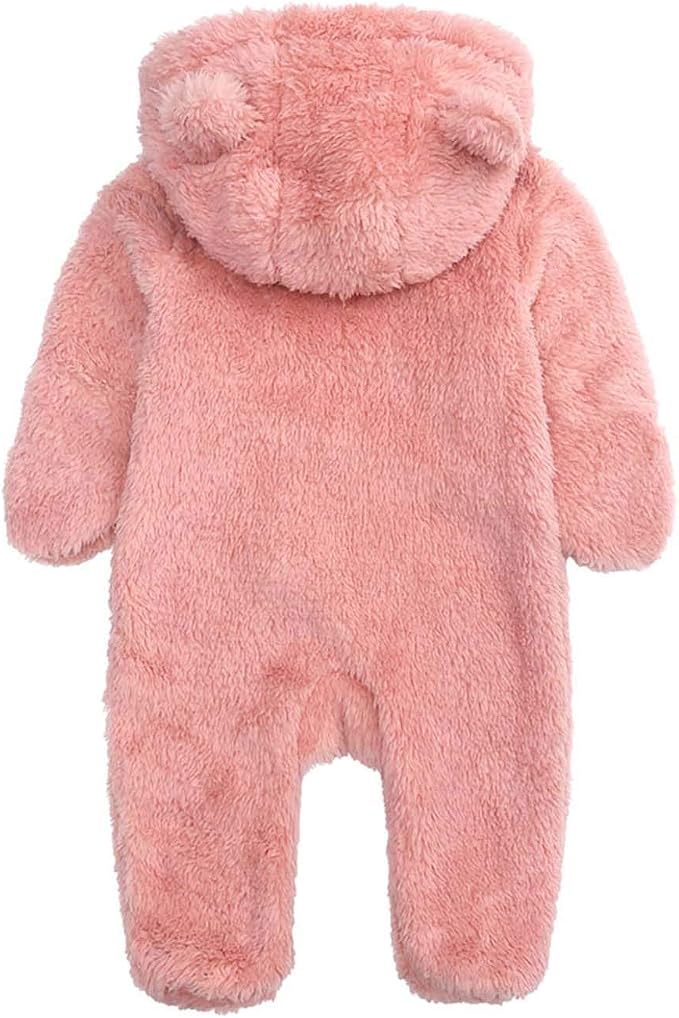 Baby Hooded Fleece Romper Long Sleeve Onesie Outwear Outfits 0-12M | Fall - Image 2