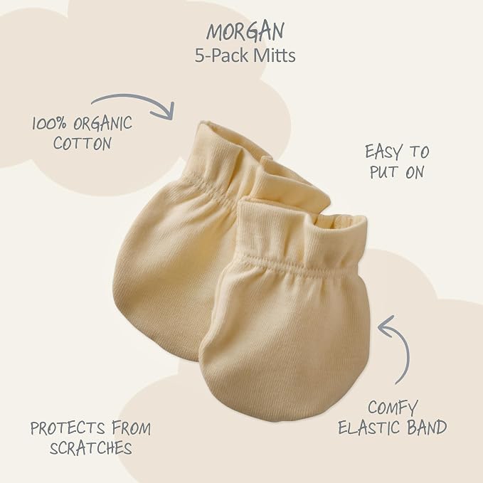 Butterblu Morgan 5-Pack Mitts 100% Cotton No Scratch Mitten Gloves | GOTS - Image 2