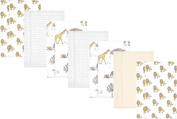 Luvable Friends Hudson Baby Flannel Burp Cloths 7pk, Wild Safari World by Luvable+Friends