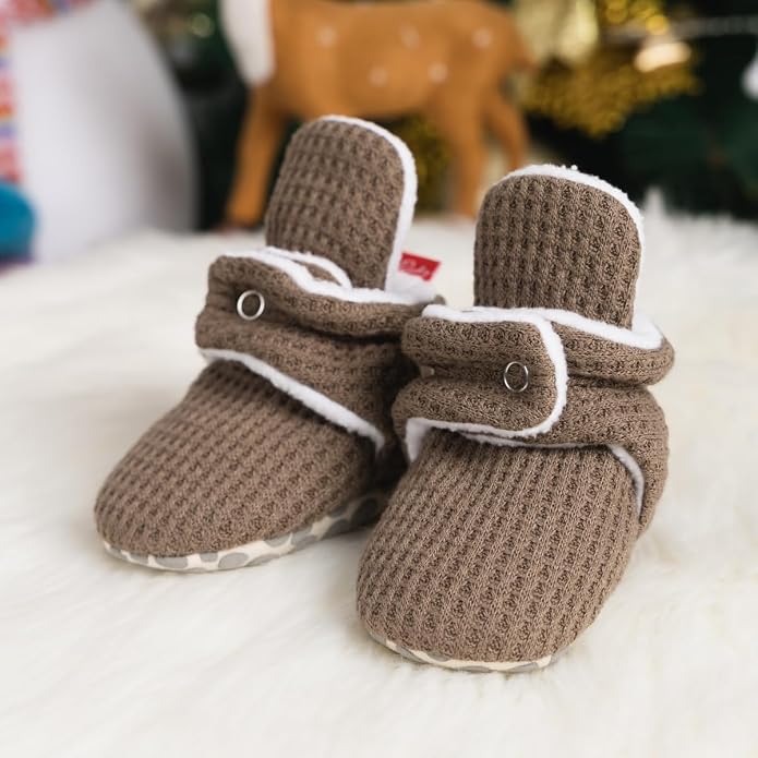 Babelvit Newborn Baby Boy Girl Soft Fleece Booties Stay On Infant Slippers - Image 4
