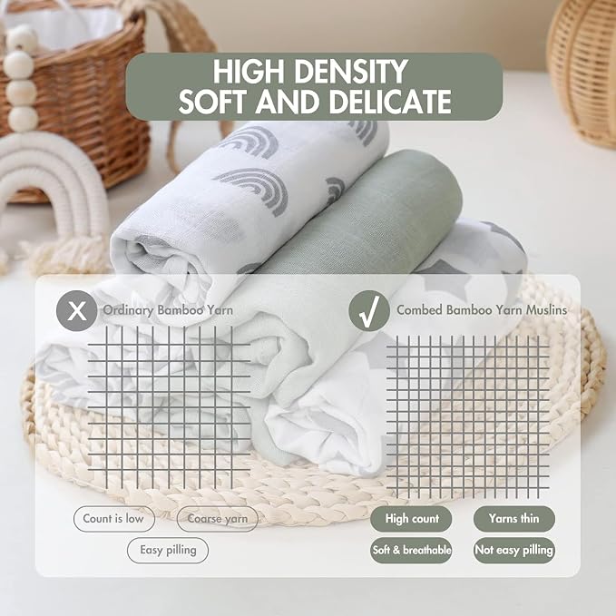 GLLQUEN BABY Receiving Blankets Muslin Swaddle Blanket - Image 3