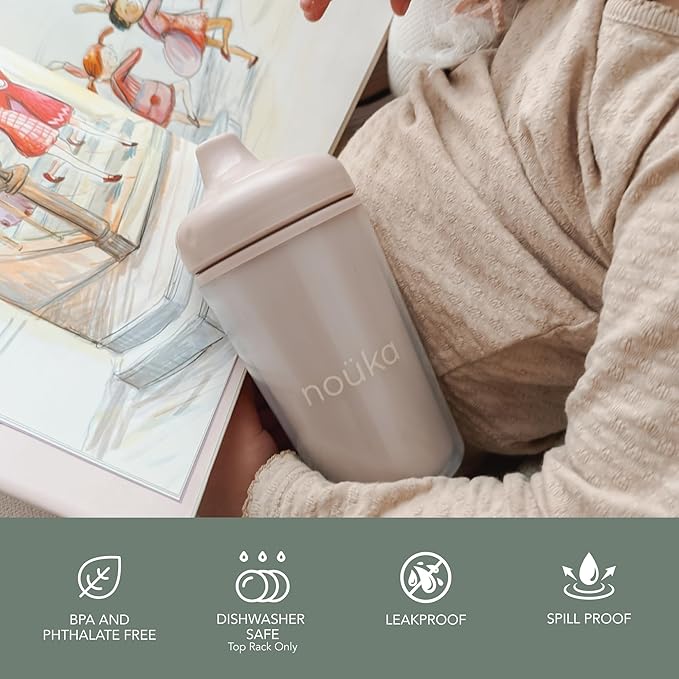 noüka Insulated and Non-Spill Sippy Cup | Leak Proof and Easy Grip | Keeps Drinks Hot or Cold | Soft Sand