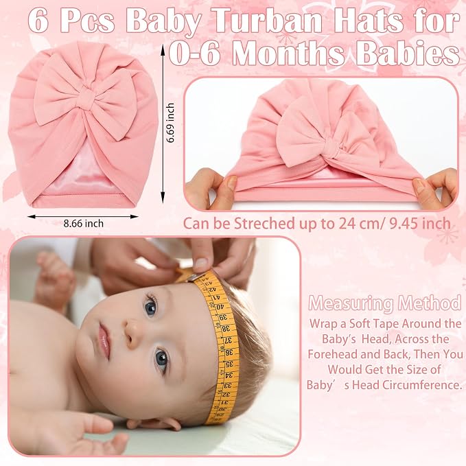 6 Pcs Newborn Satin Bonnet for Infant Months - Image 3