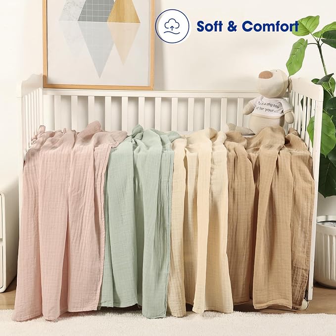 david's kids 4 Pack Baby Muslin Swaddle Blankets 47" x 47", 100% Cotton Swaddle - Image 4