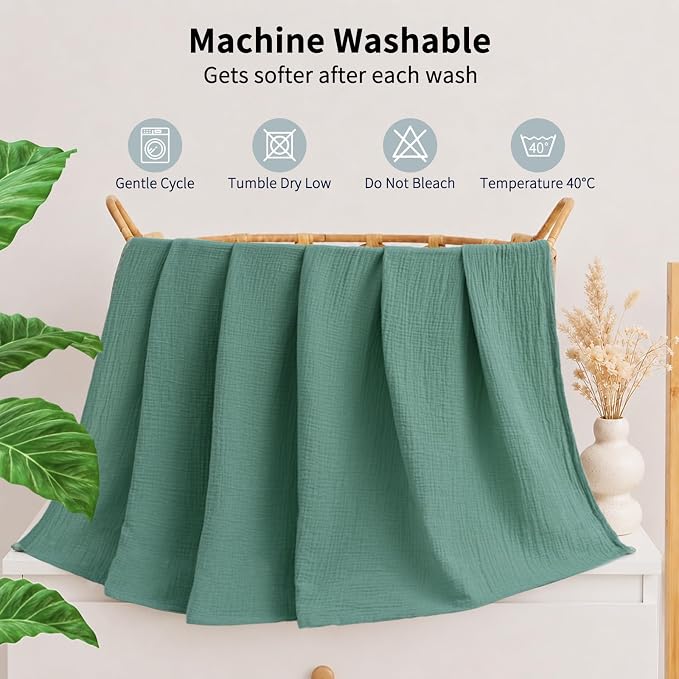 NESTALLY Cocoon Muslin Swaddle Blankets 3 Pack, Soft Breathable Large 47"x47" - Image 9