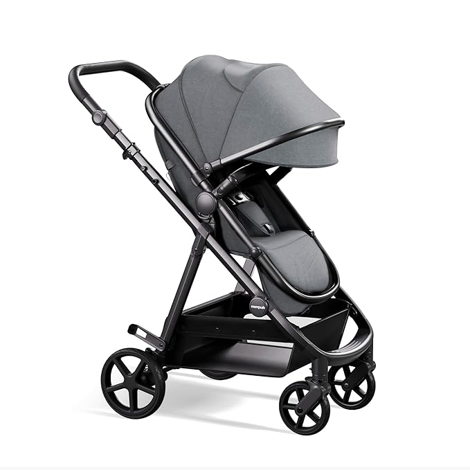 Mompush Baby Stroller, Convertible 2-in-1, Infant Car Seat Compatible, Includes Adapter - Sturdy Full-Size Infant Stroller for Family Adventures