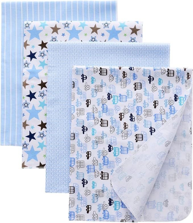 Gina Era Flannel Receiving Blankets, Baby Swaddle Blankets 100% Cotton 4 Pcs by GinaEra