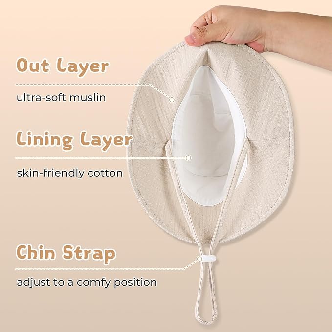 Leotruny Cotton Baby Sun Hat: Muslin Adjustable Bucket Hat - Image 3