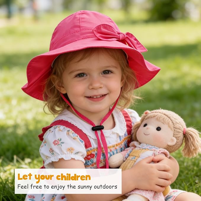 Baby Girl Sun Hat with UPF 50+ Outdoor Adjustable Beach Hat with Wide Brim - Image 3