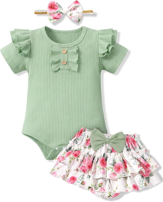 HONGTEYA Baby Girl Clothes Set Newborn Infant Summer Outfits by HONGTEYA