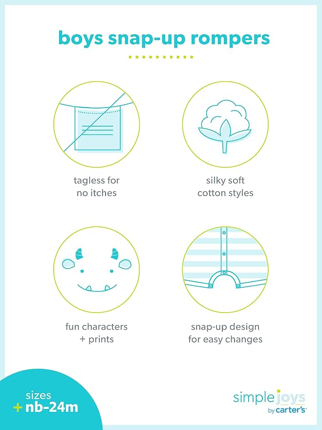 Simple Joys by Carter's Baby 3-Pack Snap-up Rompers - Image 4