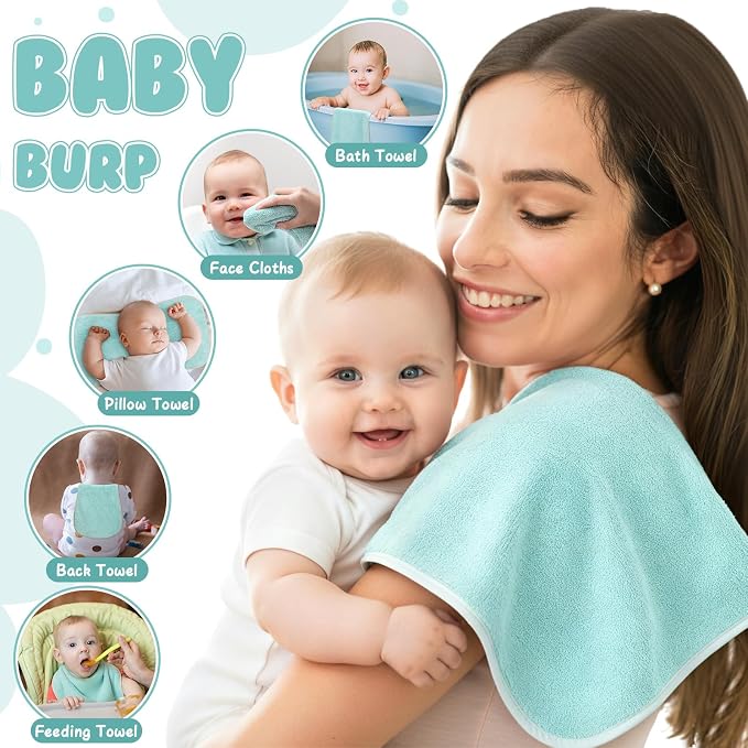 Hahafelt 12 Pack Green Baby Burp Cloths - Image 5