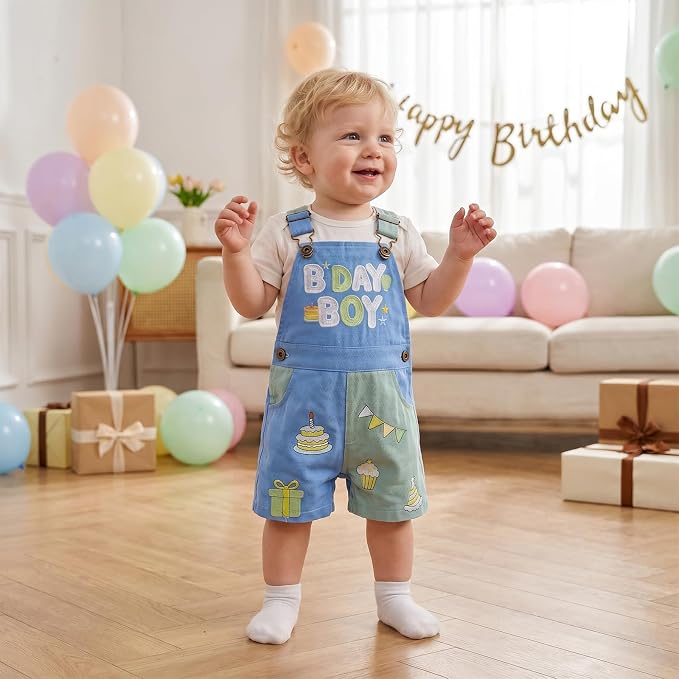 Fernvia Toddler Kids Baby Girl Boy Contrast Color Overalls Shorts Clothes - Image 2