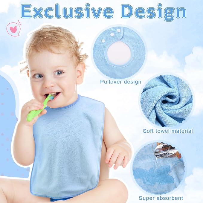 Hercicy Full Coverage Pullover Toddler Baby Bibs | Terry Cloth Bibs - Image 3