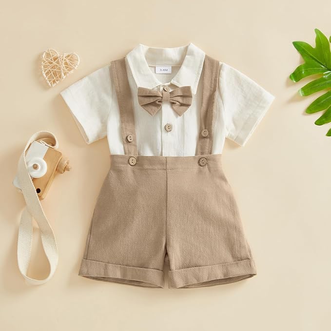 PUHHAPIEY Baby Boy Gentleman Wedding Outfit Dress Romper Suspender Pants | 0 3 - Image 3
