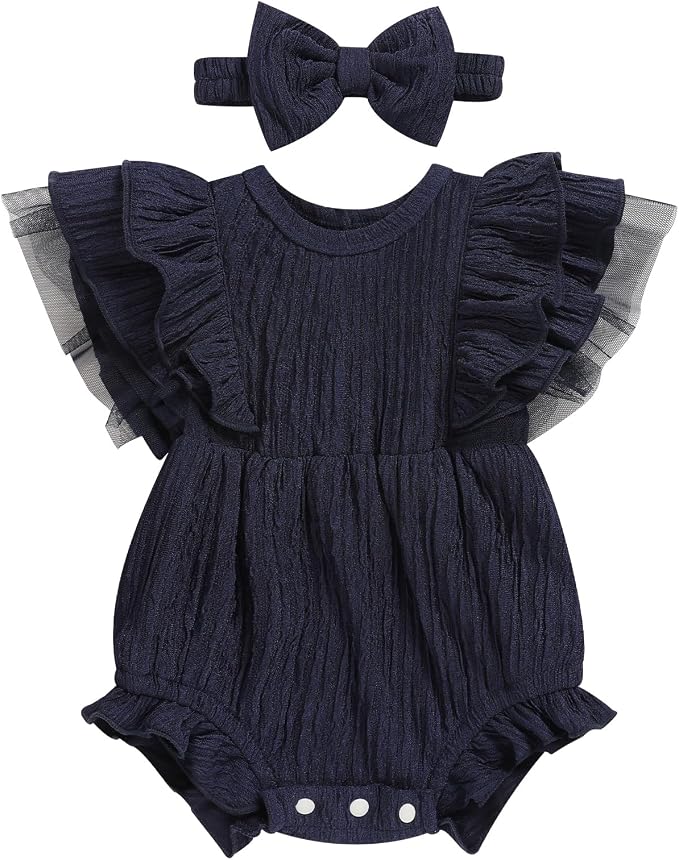 TITKKOP Ruffle Bubble Romper for Baby Girl | One-Piece Shorts Jumpsuit | Summer by TITKKOP
