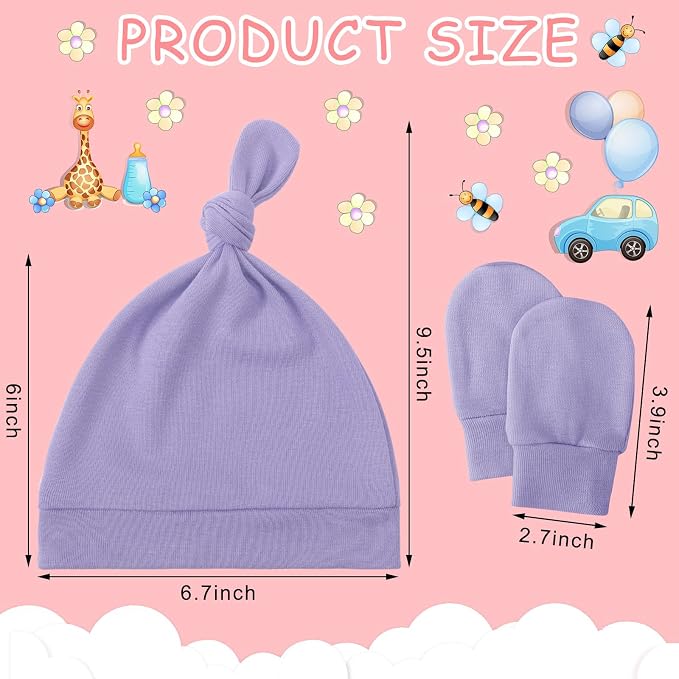 Toulite 10 Set Newborn Baby Socks Hat and Mittens Soft Ankle Sock Newborn - Image 2