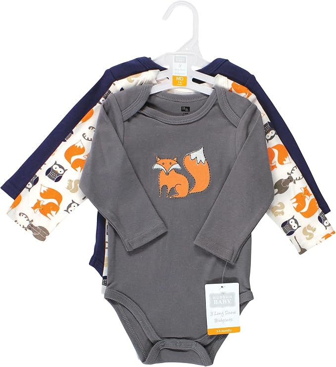 Hudson Baby baby-boys Cotton Long-sleeve Bodysuits 3-pack - Image 2
