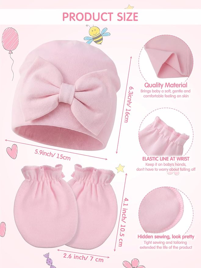 Geyoga 12 Pcs Baby Hat | Newborn Hats Mittens - Image 2
